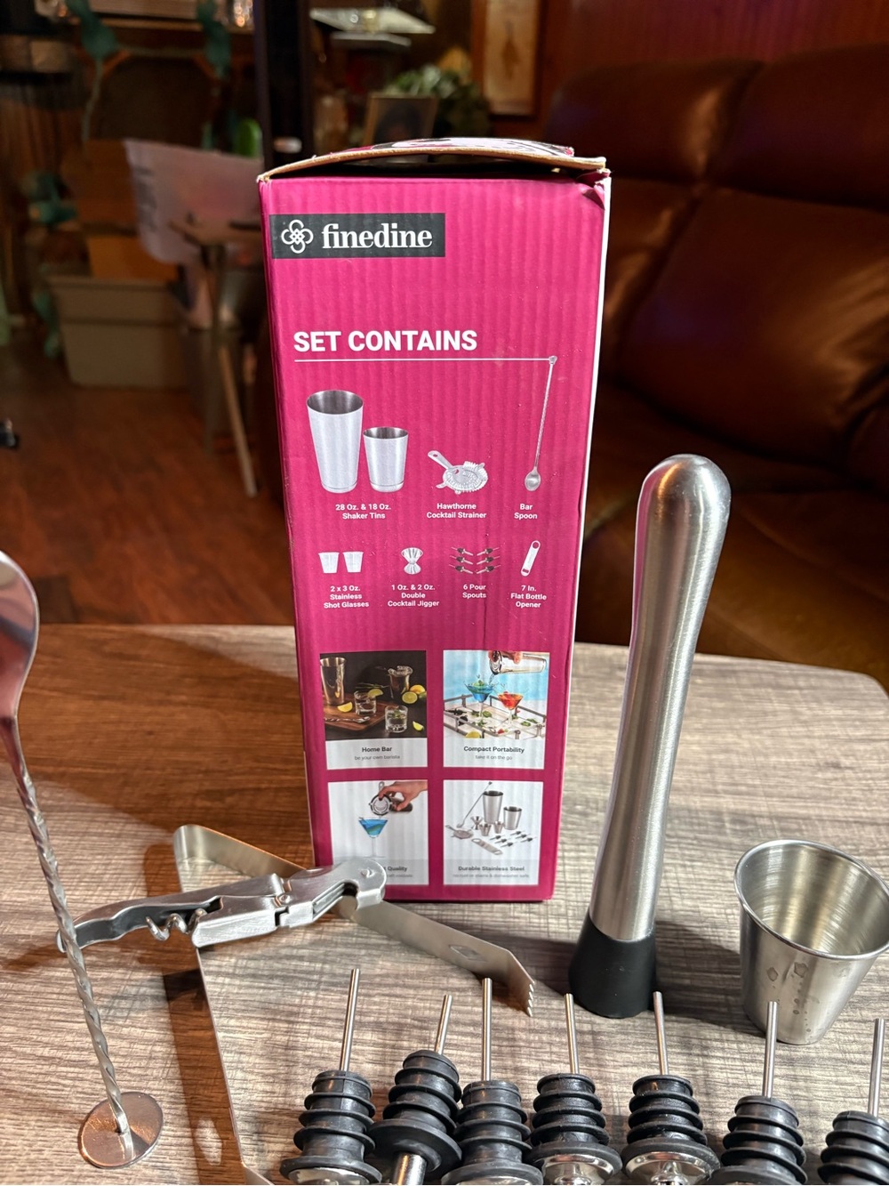 Finedine Stainless Steel Cocktail Bar Tool Set - Silver/ missing pieces